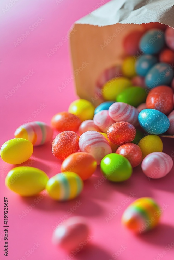 Obraz premium A paper bag filled with lots of colorful candies, perfect for parties or as a fun treat