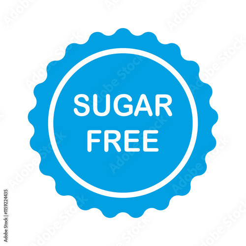 Sugar Free blue stamp with design for Health Conscious and Organic Product. No added sugar symbol, badge, tag or emblem isolated in circle design. Diabetic product. Vector illustration EPS 10 