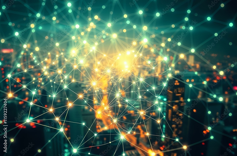 Neon-Lit Network: Bioluminescent Nodes & Cybernetic Energy Neon-Lit Network: Bioluminescent Nodes & Cybernetic Energy