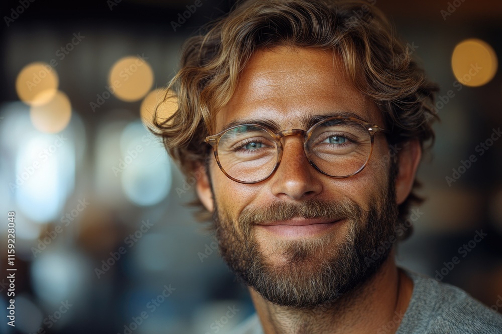 A close-up portrait of a man with glasses and a beard, suitable for use in professional or personal settings A close-up portrait of a man with glasses and a beard, suitable for use in professional or personal settings