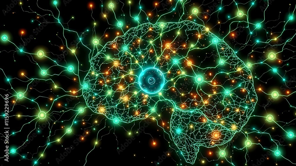 Cybernetic Brainwave Bioluminescent Art Nouveau Digital Illustration Cybernetic Brainwave Bioluminescent Art Nouveau Digital Illustration