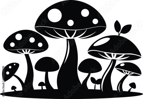 mushrooms silhouette ,mushrooms  vector icon illustration