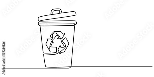 Recycling Bin Line Icon with Editable Stroke, Continuous one line drawing recycle bin and waste concept. Doodle vector illustration, Continuous single line sketch drawing of recycle bin dustbin. 