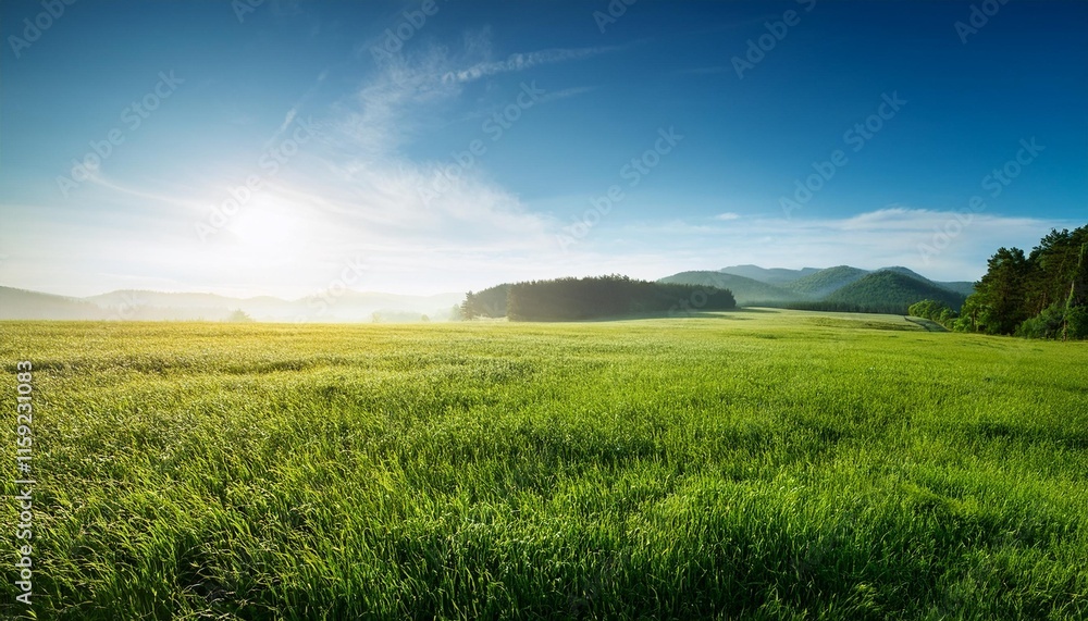 Fototapeta premium green field and blue sky
