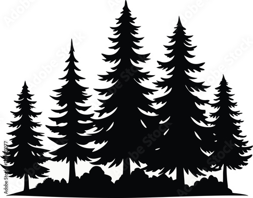 pine trees silhouette,pine vector illustration