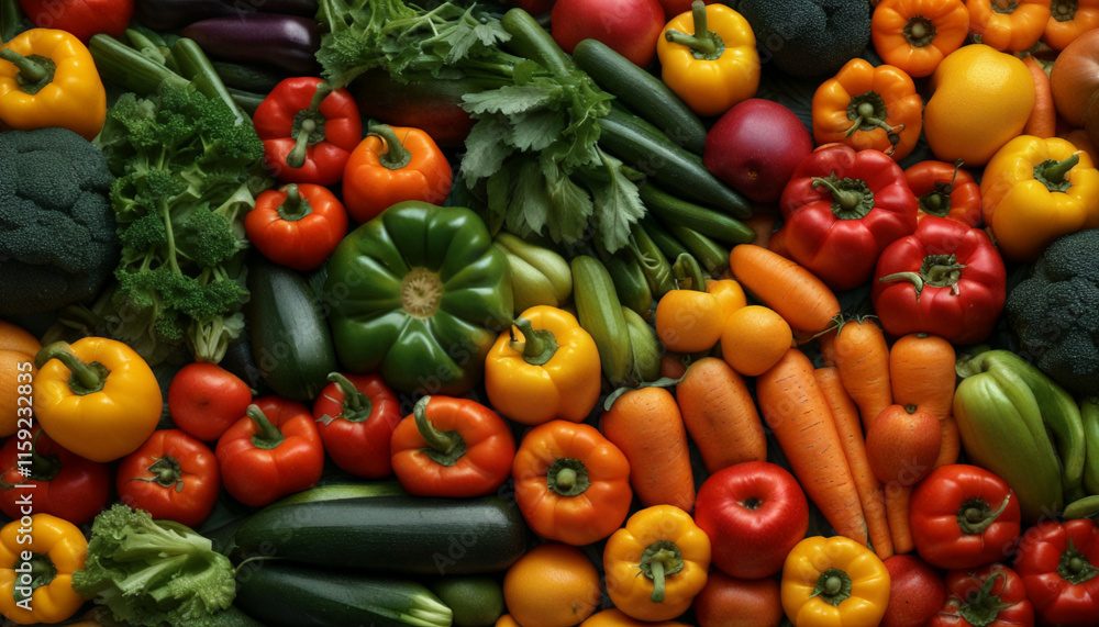 Background of assortment of fresh organic fruits and vegetables for proper healthy nutrition Background of assortment of fresh organic fruits and vegetables for proper healthy nutrition