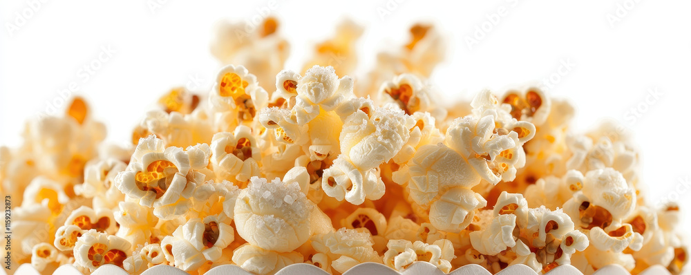 Freshly popped popcorn sprinkled salt, perfect for snacking with affordable food concept Freshly popped popcorn sprinkled salt, perfect for snacking with affordable food concept