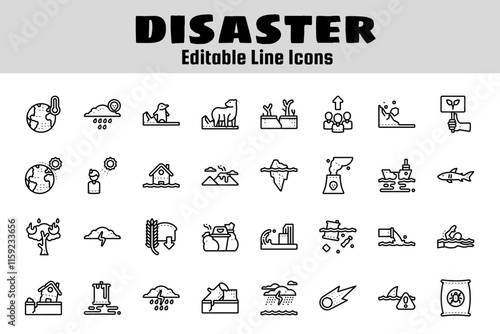 climate change outline icon set