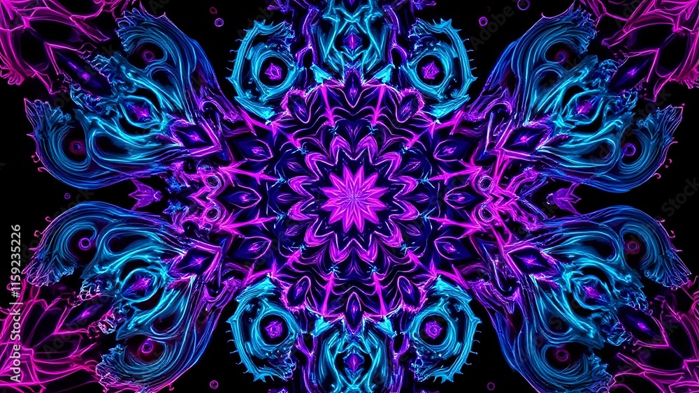 Vibrant Geometric Flower Design: Purple Fractal Abstract Art Vibrant Geometric Flower Design: Purple Fractal Abstract Art