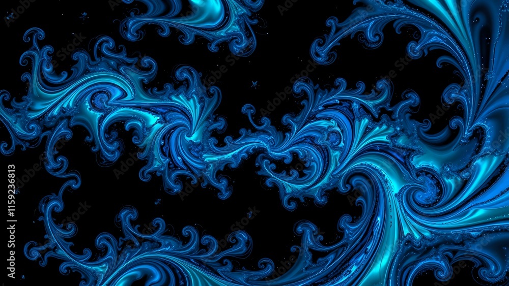 Cosmic Ocean Wave: Vibrant Blue Abstract Fractal Design Cosmic Ocean Wave: Vibrant Blue Abstract Fractal Design