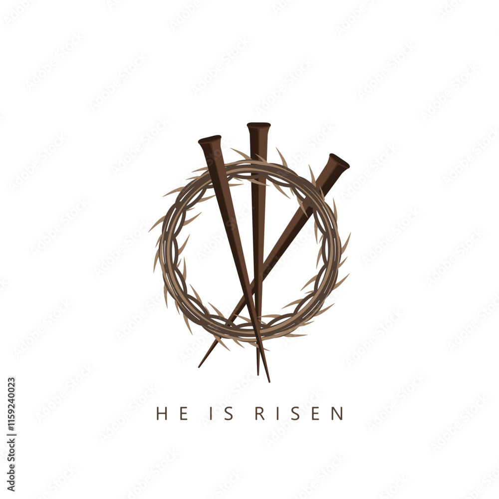 Crown of thorns with nails on a light background. Easter and crucifixion of Jesus Christ. Crown of thorns with nails on a light background. Easter and crucifixion of Jesus Christ.
