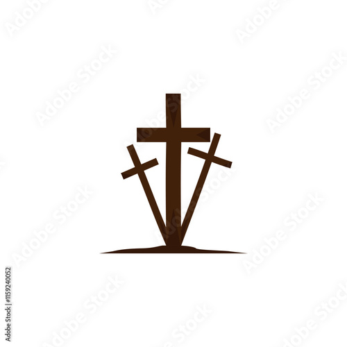 Three crosses on the mountain of the mountain where Jesus was crucified. 