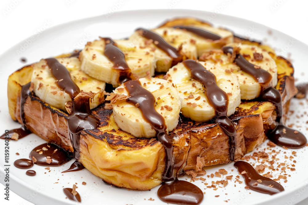 Divine French Toast with Creamy Nutella and Ripe Bananas Isolated on Transparent Background Divine French Toast with Creamy Nutella and Ripe Bananas Isolated on Transparent Background