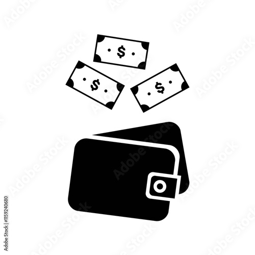 Wallet with cash and dollar bills icon. Wallet vector icon. Electronic wallet line icon. cash, electronic money, currency, business, investments, online banking, cryptocurrency.
