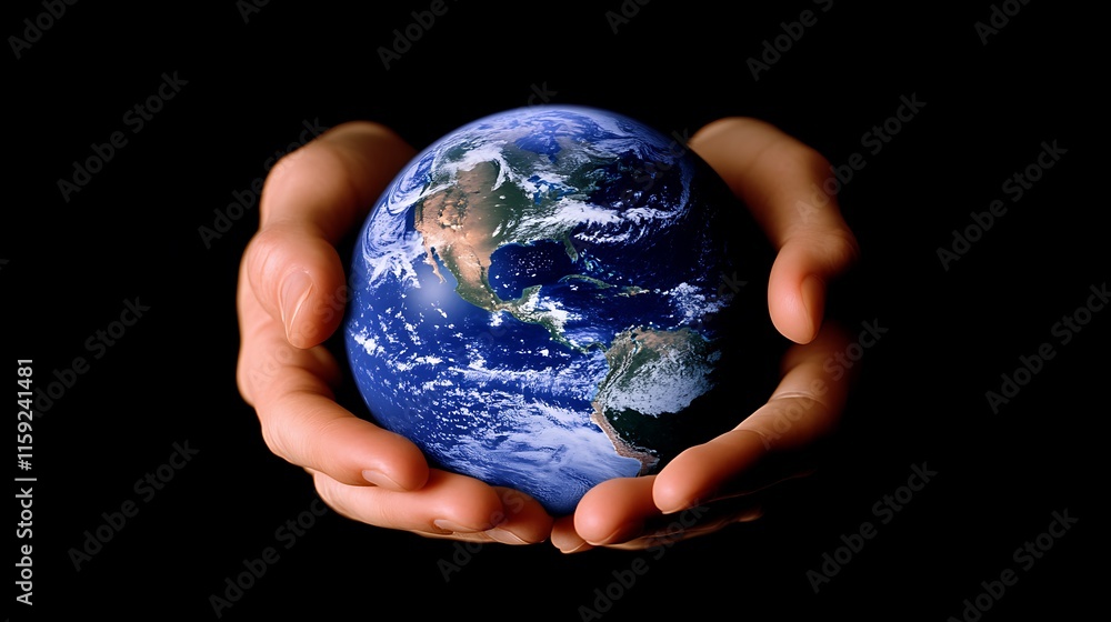 19. Hands cupping the Earth with a gentle reflection of sunlight on the oceanic parts of the globe 19. Hands cupping the Earth with a gentle reflection of sunlight on the oceanic parts of the globe