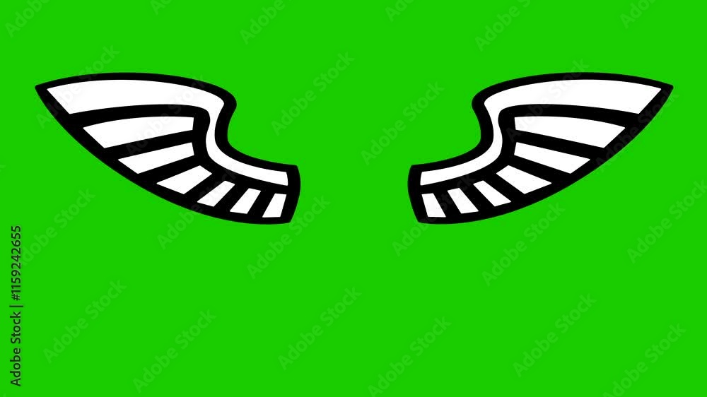 animation of flying wings on green background. animation of flying wings on green background.