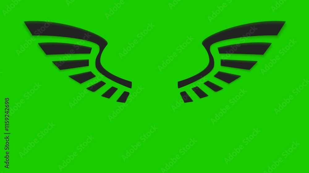 animation of flying wings on green background. animation of flying wings on green background.