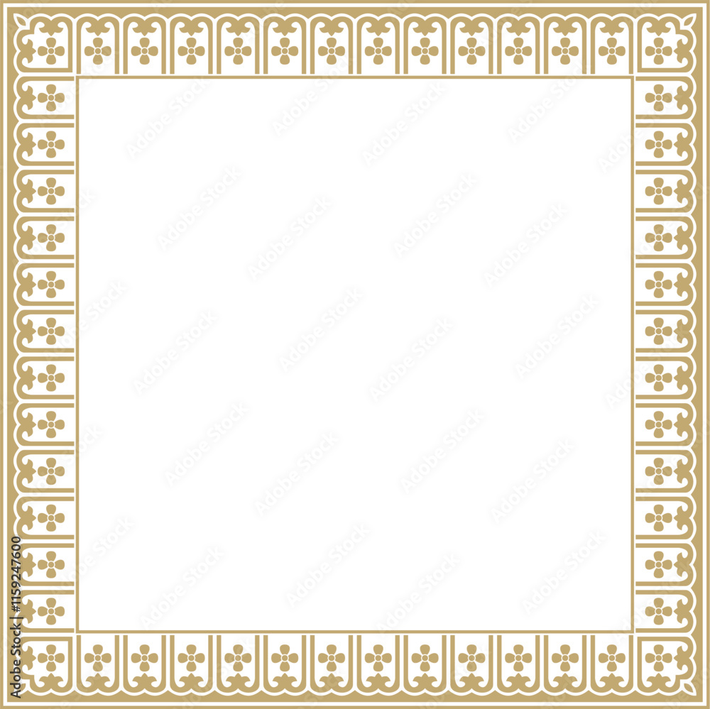 Vector golden Chinese rectangle, frame. Square ornaments of oriental peoples, korea, taiwan, china, hong kong, indonesia Vector golden Chinese rectangle, frame. Square ornaments of oriental peoples, korea, taiwan, china, hong kong, indonesia