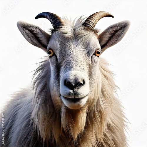 portrait of a goat on a white background