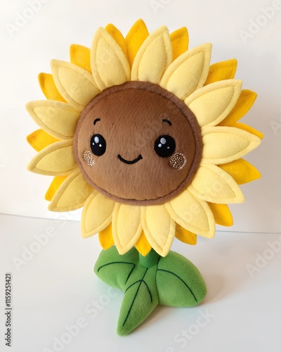 
Sunflower shaped pillow on white background photo