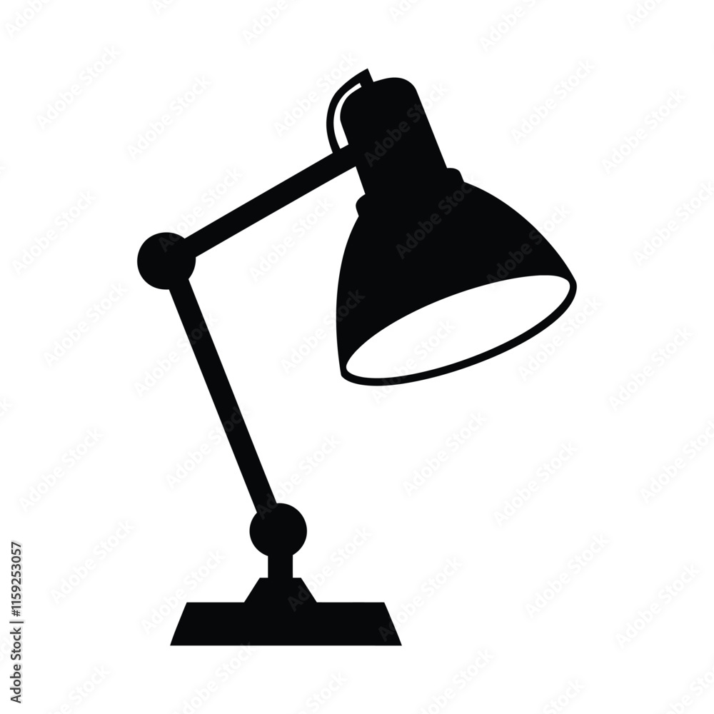 desk lamp icon, silhouette, outline, vector, illustration, isolated on a white background desk lamp icon, silhouette, outline, vector, illustration, isolated on a white background