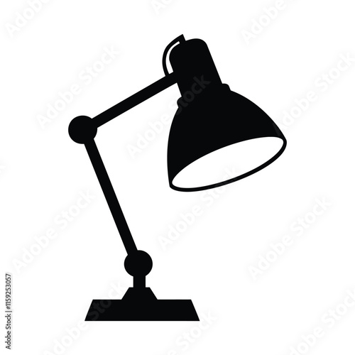 desk lamp icon, silhouette, outline, vector, illustration, isolated on a white background