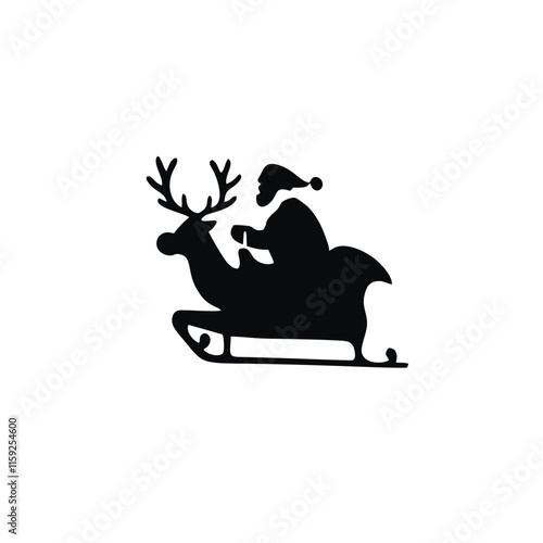 Silhouette vector logo of Santa Claus Riding a reindeer