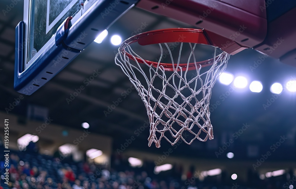 A basketball is going through the net with a crowd cheering in the background. Wallpaper AI generated image A basketball is going through the net with a crowd cheering in the background. Wallpaper AI generated image