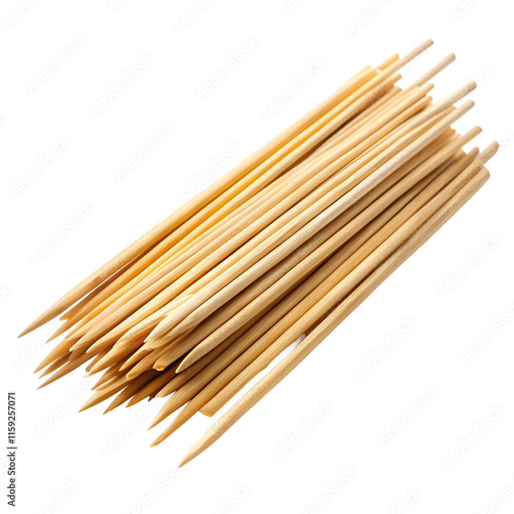 Bamboo sticks used for skewering food with selective isolated on transparent background Bamboo sticks used for skewering food with selective isolated on transparent background