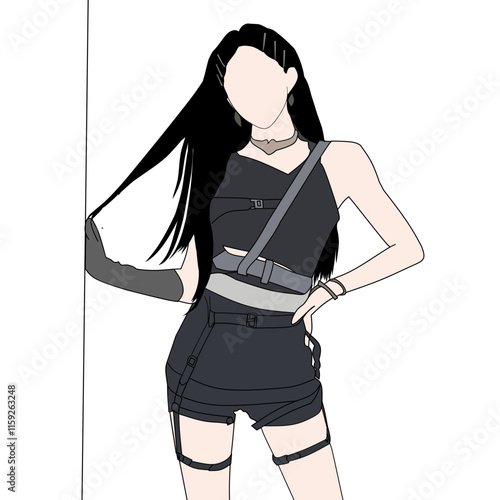 Vector illustration of female idol outfit.
girl in a dress