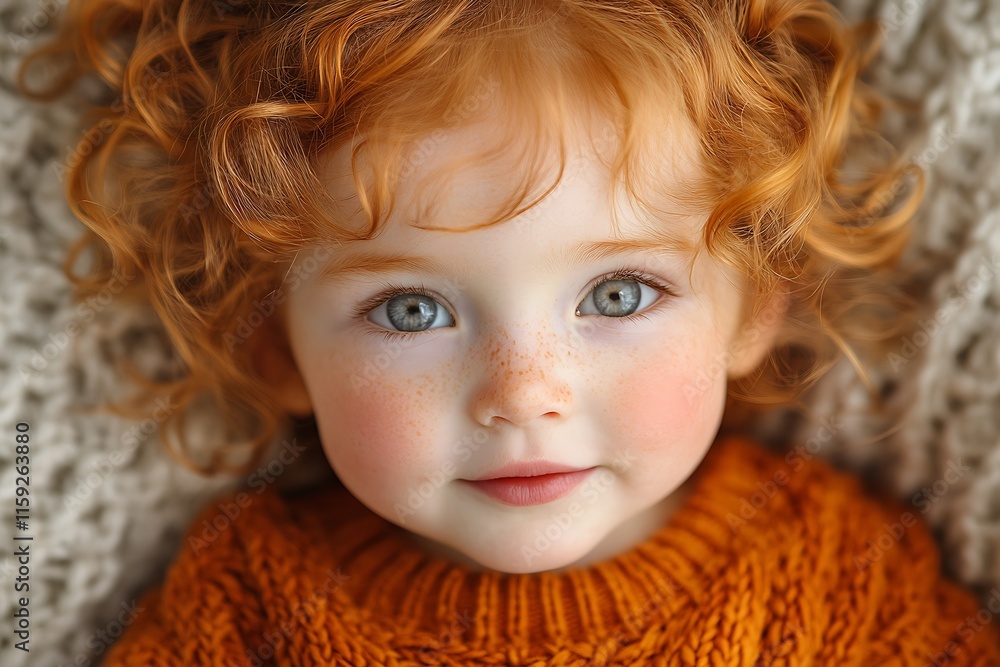 Adorable Red Haired Toddler Girl Wearing Orange Sweater Adorable Red Haired Toddler Girl Wearing Orange Sweater
