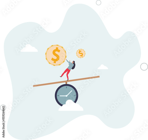 Time value of money, sum of money worth more now at present time than future, inflation or earning cost, value depend on time.flat characters.