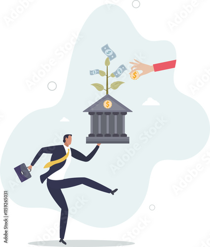 pension or savings growth, increase wealth, dividends or capital gain profit, interest rate return concept.flat characters.