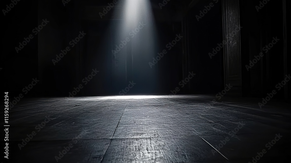 Dark, empty room with a spotlight on the floor. Dark, empty room with a spotlight on the floor.