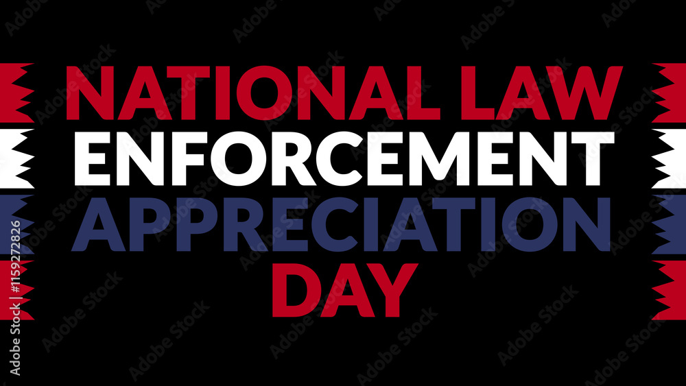 Obraz premium National Law Enforcement Appreciation Day text with side lines on a black background.