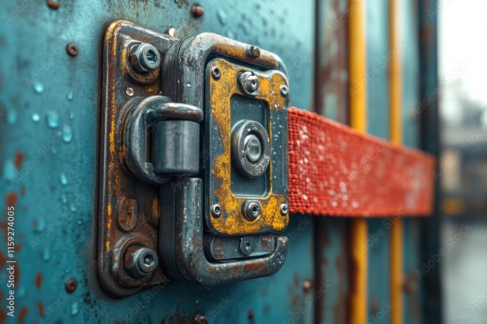 A detailed shot of a metal door latch, useful for various projects and designs