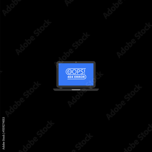 Computer it problem. Blue screen icon isolated on dark background