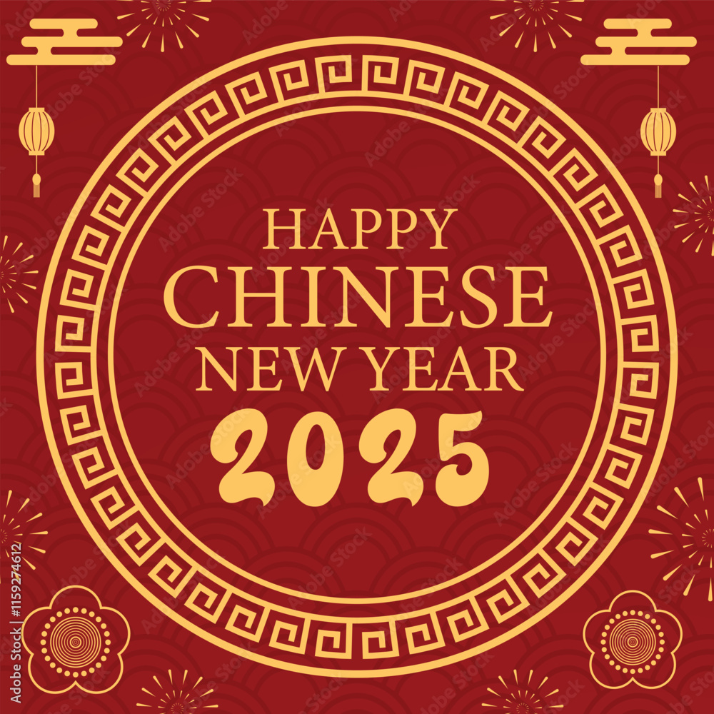 Happy Chinese New Year 2025 Snake,Chinese zodiac Snake symbol with gold Graphics elements Banner, poster, post design modern design in red, gold colors for card, banner Happy Chinese New Year 2025 Snake,Chinese zodiac Snake symbol with gold Graphics elements Banner, poster, post design modern design in red, gold colors for card, banner