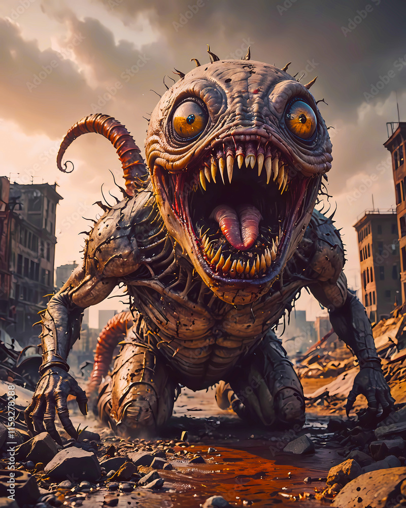 mutant monster half men half insect dark horror scary Halloween creepy spooky - worm
