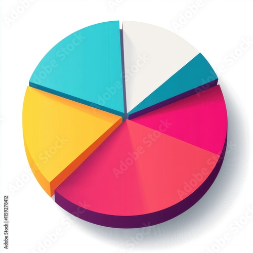 Free Download Colorful 3D pie chart showcasing vibrant segments in teal, pink, yellow, and white. - GFXLoad