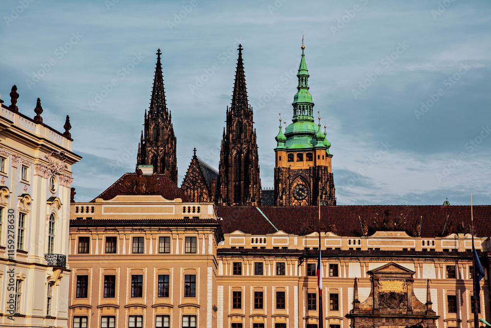 View of St. Vitus Cathedral in Prague, Czech Republic. View of St. Vitus Cathedral in Prague, Czech Republic.