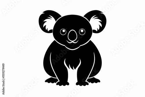 Vector koala outline koala isolated on white background Vector illustration. A koala bear silhouette vector Black

 photo