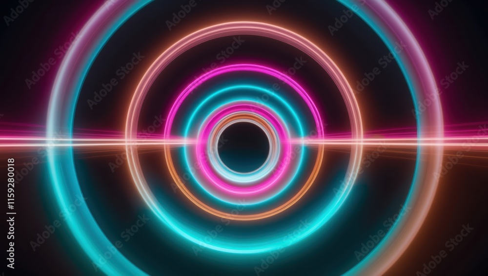 Abstract image featuring glowing neon circles in vibrant colors with a futuristic design, ideal for digital art, technology themes, or backgrounds Abstract image featuring glowing neon circles in vibrant colors with a futuristic design, ideal for digital art, technology themes, or backgrounds