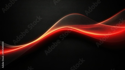 Abstract red wave flowing across black background, representing energy and motion  Ideal for technology or design concepts