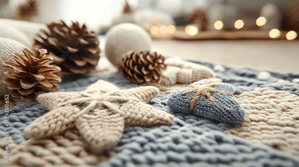Rustic plaid textures with sale icons crafted in festive shapes, Christmas Offers, warm traditional look Rustic plaid textures with sale icons crafted in festive shapes, Christmas Offers, warm traditional look