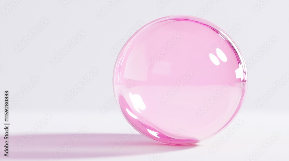 Pink glass sphere on white background. Pink glass sphere on white background.