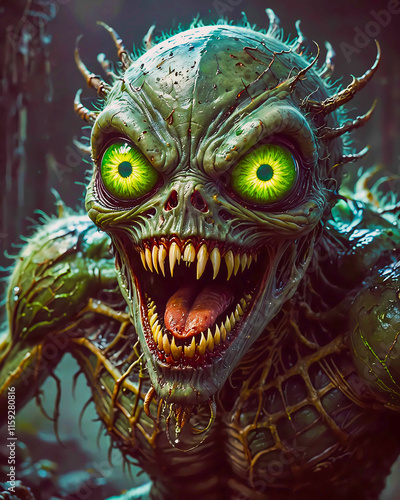 Obraz na płótnie mutant monster half men half insect dark horror scary Halloween creepy spooky - spider w salonie