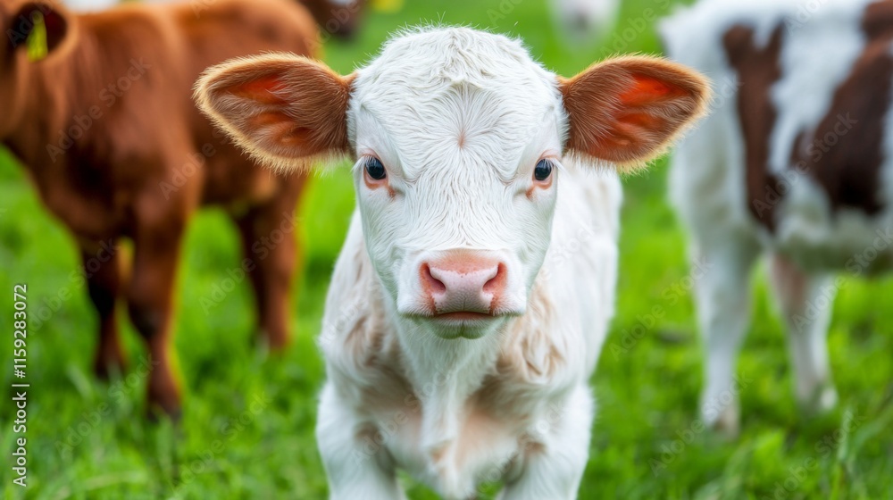Calf in Natural Farm Setting with Soft Focus Calf in Natural Farm Setting with Soft Focus