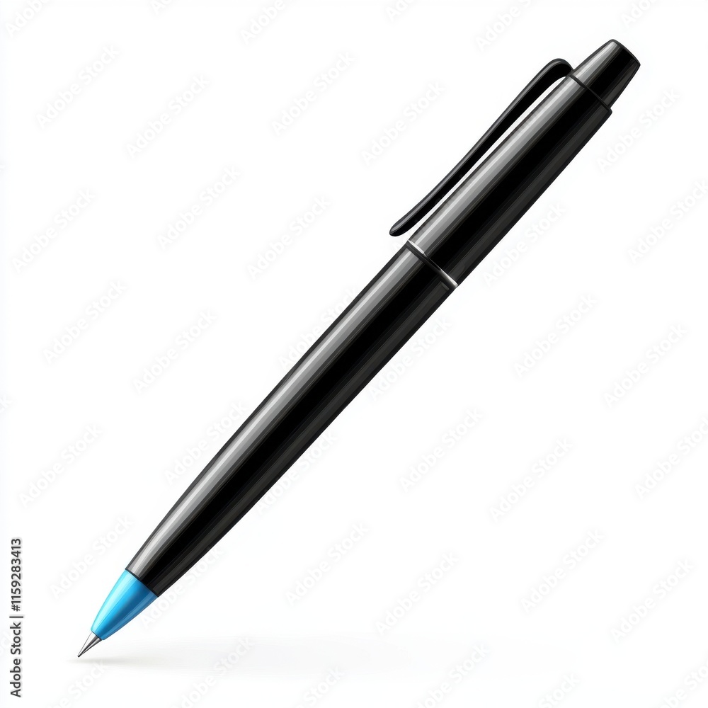 A sleek black pen with a blue tip, elegantly positioned against a white background, symbolizing creativity and clarity. A sleek black pen with a blue tip, elegantly positioned against a white background, symbolizing creativity and clarity.