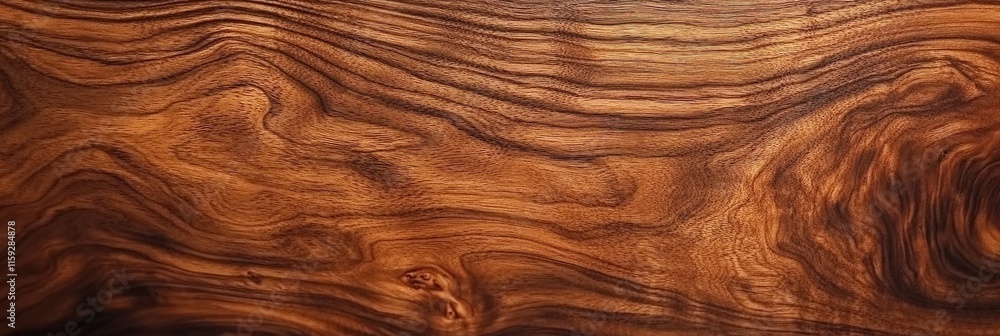 Fototapeta premium Close-up of walnut wood grain texture, showcasing the rich and warm tones of the wood